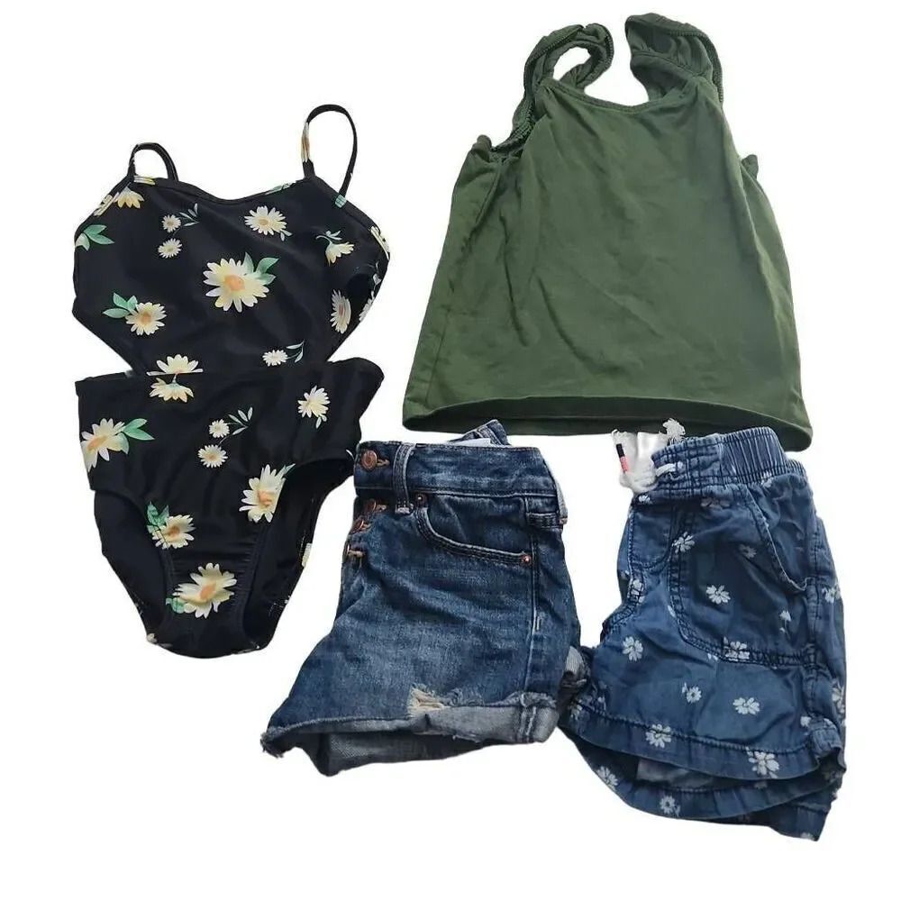 Girls Size 6 Lot of 6 Summer Clothes Shorts Tops Bathing Suit Dress
